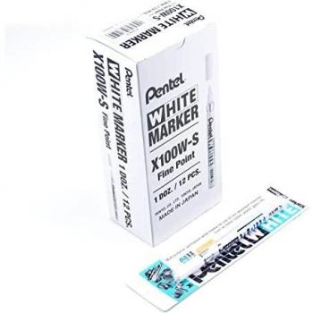 Rotulador Permanente Pentel X100W, Punta Cónica, 1,0 mm, Color Blanco