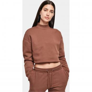 Cropped Oversized High Neck Sweatshirt for Women in Bark
