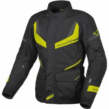 Chaqueta textil de motocicleta para mujer Macna Rancher impermeable Negro-Amarillo Fluo