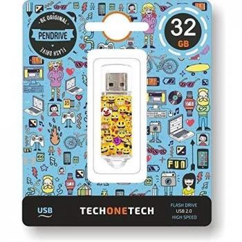 TECH ONE TECH Emojitech Emojis Pendrive 32 GB, Memoria USB