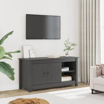 Mueble de TV de madera maciza de pino 103x36,5x52 cm en color natural y gris, Mueble de salón, Mueble para televisor, Mesa de TV