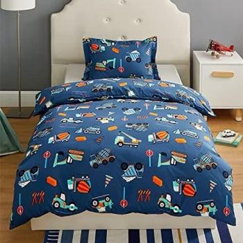 Bedsure Funda Nordica 150x220 Infantil - Funda Edredon Cama 90 con Funda Almohada 50x75 cm, Juego de Cama Juvenil 2 Piezas, Estampado de Tractor, Reversible y Suave