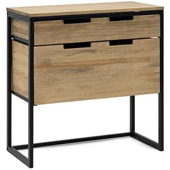 Mueble Multiusos iCub ECO con Cajón Superior y Medio 80x40x80cm Negro en Madera de Pino Maciza Acabado Vintage Estilo Industrial
