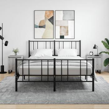Mesitas de noche 2 unidades madera ingeniería 40x30x50 cm Blanco, Negro, Blanco brillante - Mesita habitación dormitorio para Salón, Estudio, Mesa Auxiliar