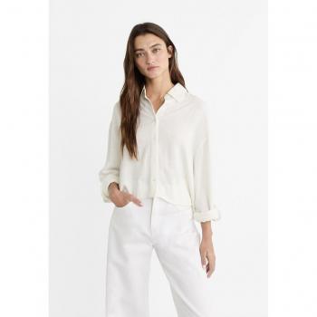 Stradivarius Short White Linen Blend Shirt M