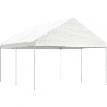 Cenador con techo polietileno blanco vidaXL, dimensiones disponibles: 4.08 x 2.23 x 3.22 m, 4.46 x 4.08 x 3.22 m, 6