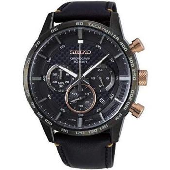 Seiko Men\'s Chronograph Quartz Watch with Leather Strap SSB361P1