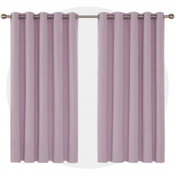 Deconovo Opaca Cortina Térmica Aislante y Ruido Reducción con Ojales 2 Piezas 168 x 138 cm Rosa Claro