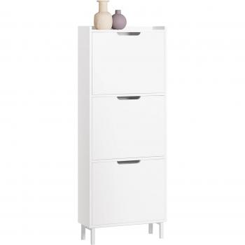 Zapatero Estrecho SoBuy FSR151-H-W con 3 Solapas Organizador para Zapatos de Entrada Blanco 50 x 19 x 129 cm