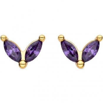 Pendientes Luxenter Katba de Circonita Amatista, acabados en oro amarillo de 18 quilates