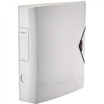 Leitz Active Archivador de Palanca A4, Blanco, Lomo Curvado de 75mm de Ancho, Cierre Elástico, Polyfoam Ligero, Gama WOW, 11060001