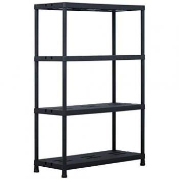 Black Plastic Storage Shelf Rack 220 kg (90x40x138 cm)
