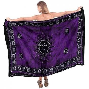 batik de algodón puro traje de baño bikini soleado envoltura de encubrimiento vestido pareo violeta de las mujeres
