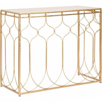 Consola Rectangular de Metal Dorado 41x78x96.5 cm con Embalaje Reforzado - Dmora