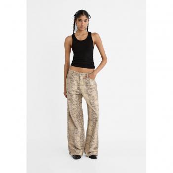 Stradivarius Animal Print Baggy Trousers Brown