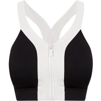 Top deportivo con cremallera frontal y sujeción alta Matsya Negro/Blanco S