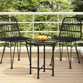 vidaXL Dining Table Black Ø50 cm Tempered Glass and Steel