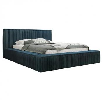 Cama Doble Malden 101, Tapiz Azul, 140x200 cm, con Somieres y Cajón de Almacenamiento, 172x230x81 cm