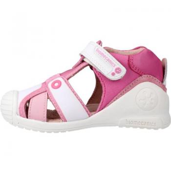 SANDALIAS DE PIEL BIOMECANICS 222132-F color BLANCO-ROSA, tamaño 24, modelo SANDALIA SPORT ROSA PUNTO