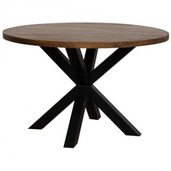 Mesa de Comedor Alexandra Acabado Artesanal Marrón 120 x 76 x 120 cm
