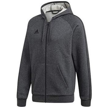 adidas Core 18 Fullzip Hoody Sudadera con Capucha, Hombre, Dark Grey Heather/Black, XS