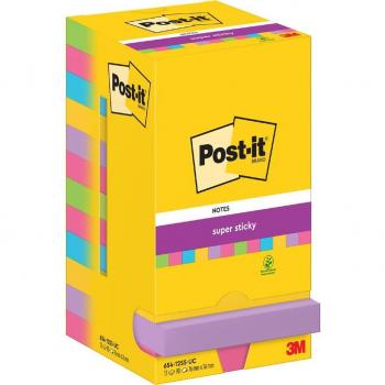 Post-It 654-12SS-UC - Notas autoadhesivas Plaza Azul, Verde, Rosa, Púrpura, Amarillo