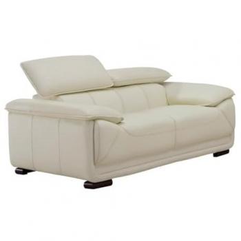 Sofá 2 plazas de piel MACELO - Blanco Marfil - Diseño contemporáneo - Relaxación