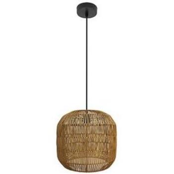 Lámpara Colgante Fabio Negro/Natural de Metal y Ratán 1xE27 (4075xØ28x28cm)