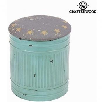 Puff metálico azul by Craften Wood