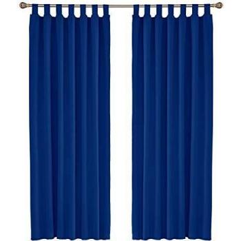 Amazon Brand - Umi Cortinas Dormitorio Moderno Salon Opacas Decoracion Termicas Aisantes con Trabillas 2 Piezas 140x290cm Azul Oscuro