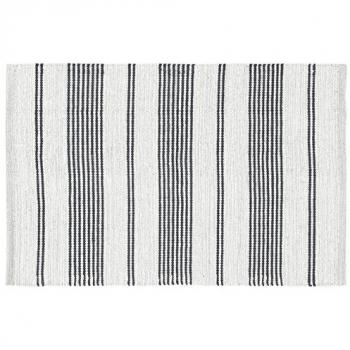 Alfombra Kilim 200x140 cm Gris Rayas, Auténtica, Hecha a Mano, Ideal para Sala y Cocina (Lavable)