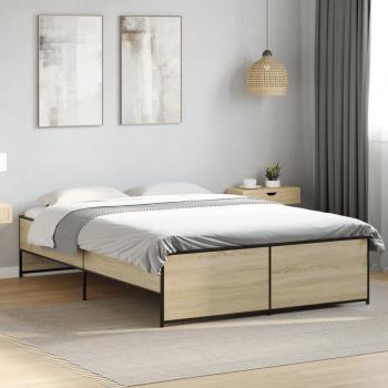 vidaXL Double Bed Frame without Mattress Sonoma Oak 135x190 cm