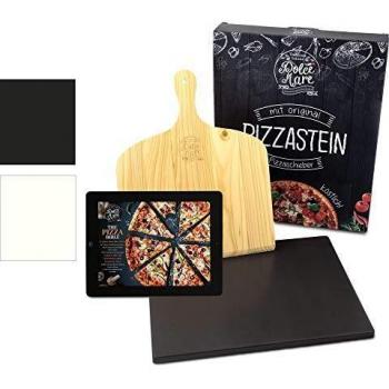 Dolce Mare® Pizza Stone - Piedra para Pizza de Cordierita Horno y la Parrilla - Ladrillo para Pizza crujiente como en el Caso de la Pizza Italiana - Incluye Deslizador para