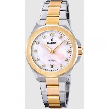 Reloj Festina Mademoiselle F20702/1 Beige con Correa de Acero Inoxidable Bicolor para Mujer