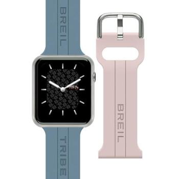 Reloj Inteligente de Mujer Breil SBT-X Monocromático con Correa de Malla/Silicon Negro y Plateado Aero, Doble Correa Intercambiable Azul Avio y Rosa, Caja Negra, Conect