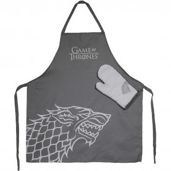SD toys Stark Delantal y Manopla Pack Transparente Game of Thrones, Algodón-Poliéster, Gris, Standard, 3x3x3 cm
