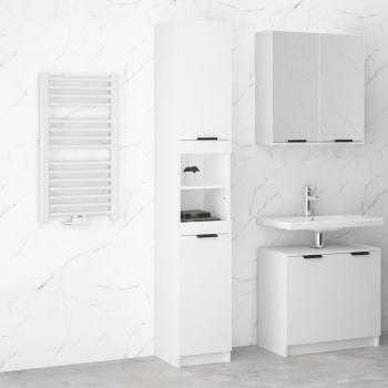 Mueble de baño blanco 32x34x188,5 cm madera multicapa vidaXL Armario de baño madera contrachapada blanco 32x34x188,5 cm