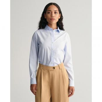 Camisa de Mujer Gant de Manga Larga Regular Fit en Popelina Azul Claro 42