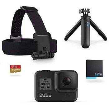 GoPro Kit HERO8 Black - incluye Shorty, correa para la cabeza, batería de repuesto y tarjeta de memoria de 32 GB