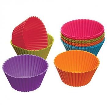 Moldes de Silicona Multicolor para Magdalenas, 12 Unidades, 6 cm y 10.2 x 7.6 x 7.6 cm