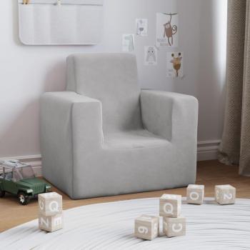 Sofá para niños gris claro en suave felpa