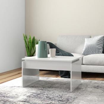 Mesa de centro blanca 68x50x38 cm madera multicapa aglomerado brillante