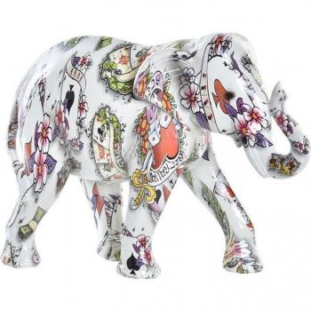 Figura decorativa de resina elefante en color blanco y multicolor - DKD Home Decor