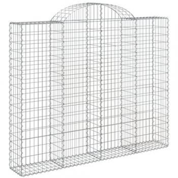 Cestas gaviones 15 uds forma de arco hierro 200x30x160/180 cm Plateado