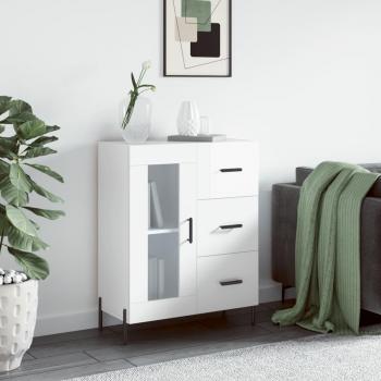 Aparador de madera de ingeniería 69,5x34x90 cm - Mueble de Almacenaje de Salón, Buffet para salón, Armario Auxiliar, Armario de Almacenamiento en color blanco brillante