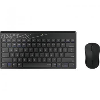 Pack Combo Inalámbrico Teclado y Ratón Rapoo 8000M, Bluetooth, Negro
