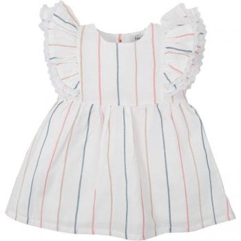 Vestido de niña a rayas con volantes en las mangas