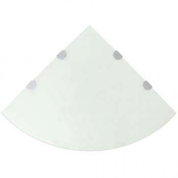 vidaXL Corner Shelf with Chrome Supports Glass White 45x45 cm