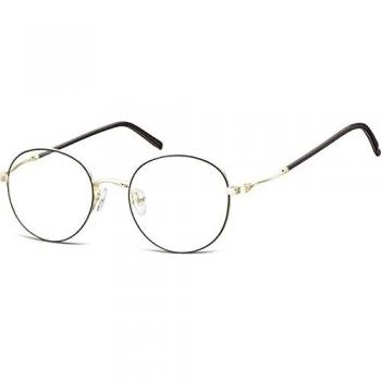 Round Montura completa de Metal Negra con Lentes Recetadas para Hombre - Gafas Anti-Azules - SmartBuy Collection
