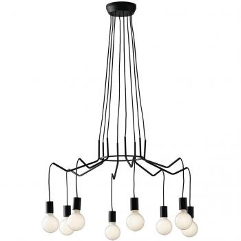 Lámpara colgante Habitat Negro 120 Cm - Lámpara colgante de alambre para colgar 8 luces, color negro, casquillo E27